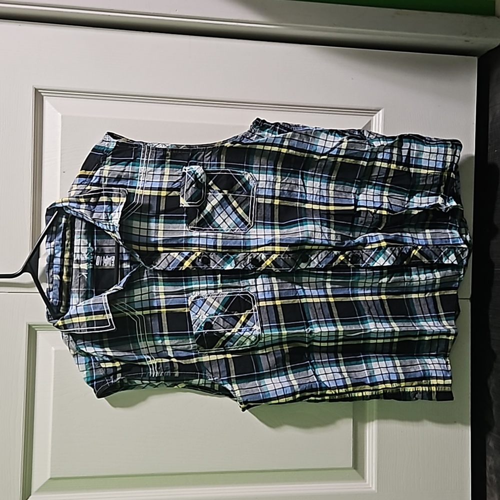 Plaid button up tank